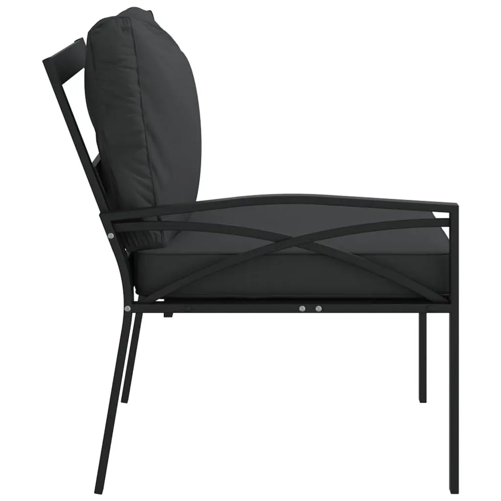 Garden Chairs with Cushions 2 pcs Outdoor Seating Steel Patio Armrest Backrest