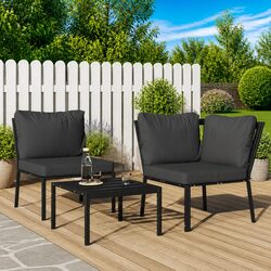 Garden Chair with Steel Frame and Grey Cushion - 76x76x79 cm