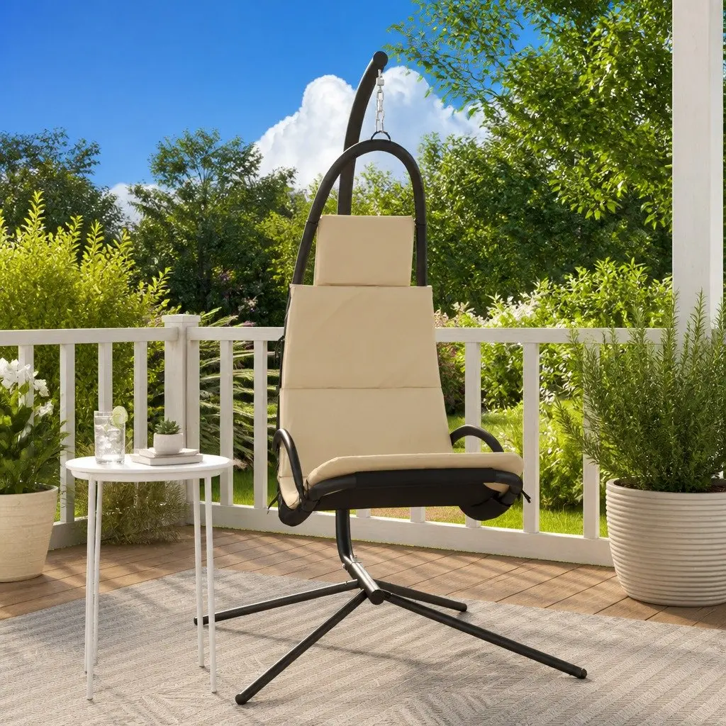 Garden Swing Chair Outdoor Patio Seat Cream Oxford Fabric 1 Piece