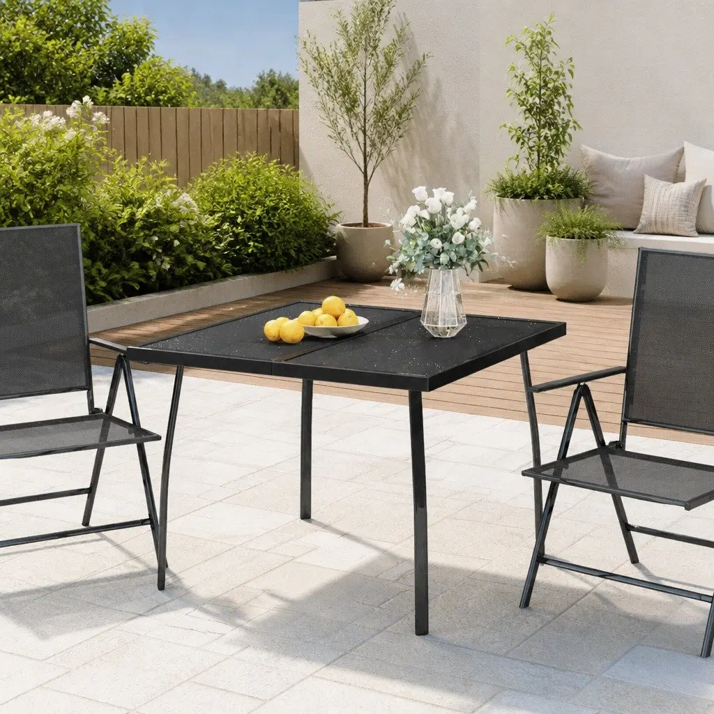 Garden Table Outdoor Patio 100x100x72 cm Mesh Steel Frame