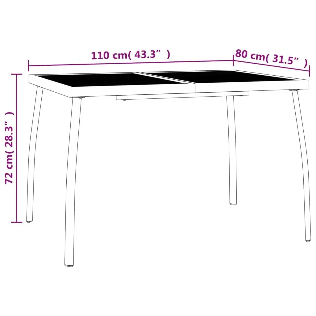 Garden Dining Table Anthracite Steel Mesh Outdoor Patio 110 x 80 x 72 cm
