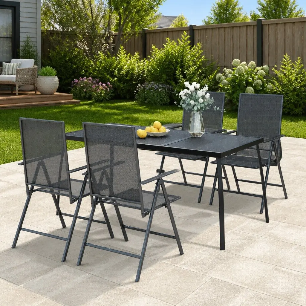 Garden Dining Table Outdoor Patio Anthracite Steel Mesh 165x80x72cm