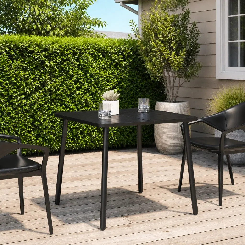 Garden Table Outdoor Patio 80x80x71cm Steel Frame Slatted