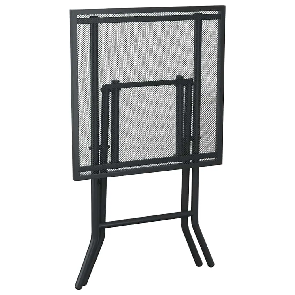 Folding Garden Table Anthracite 50x50x72cm Steel Mesh Outdoor Patio Dining