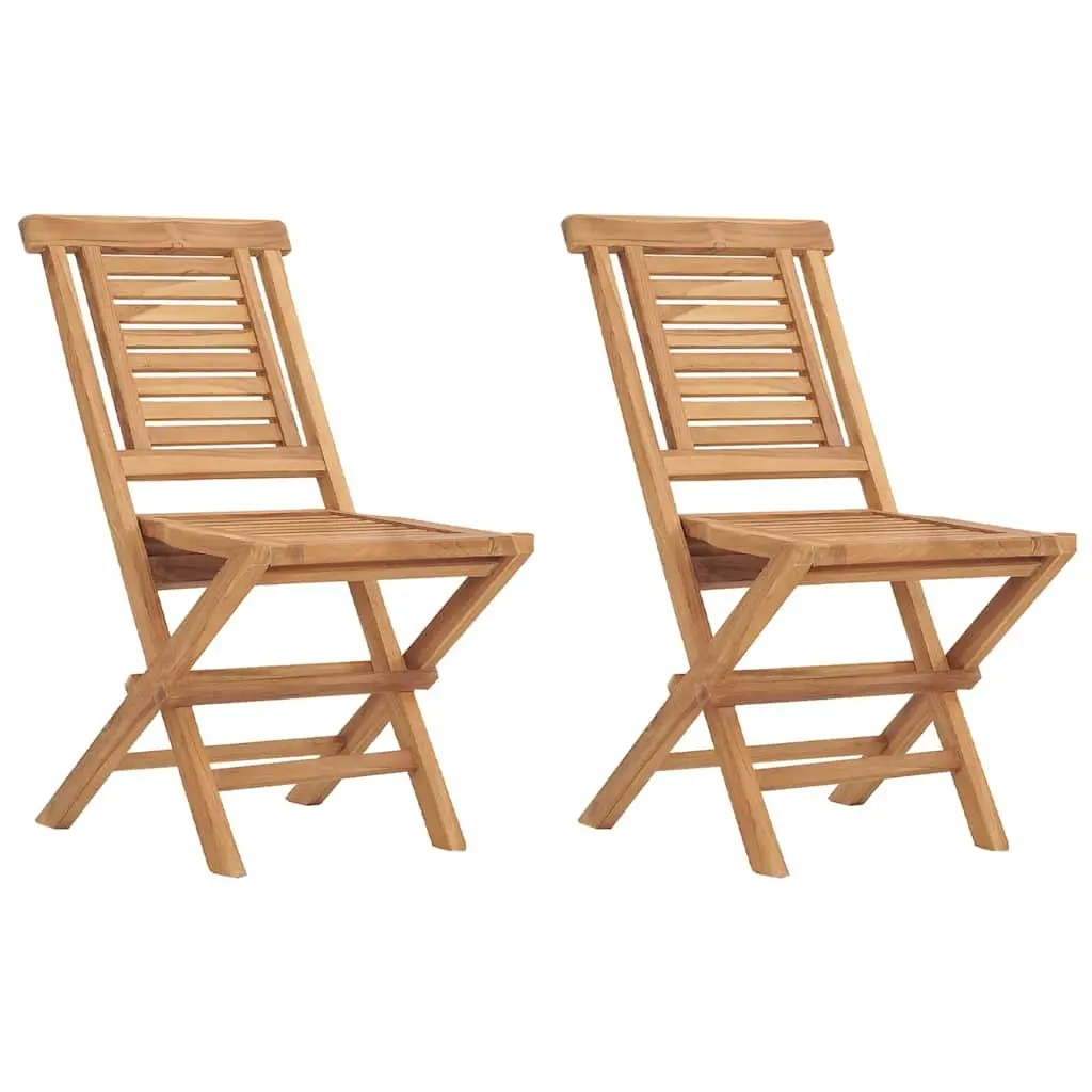 Folding Garden Chairs 2 pcs Outdoor Seating Wooden Slatted Design Backrest
