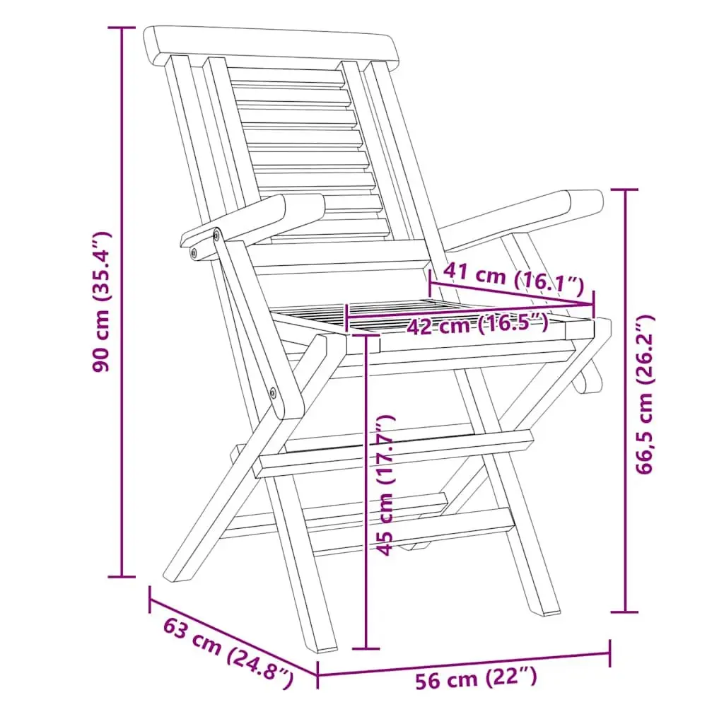 Folding Garden Chairs Outdoor Seating Teak Wood 2 Piece