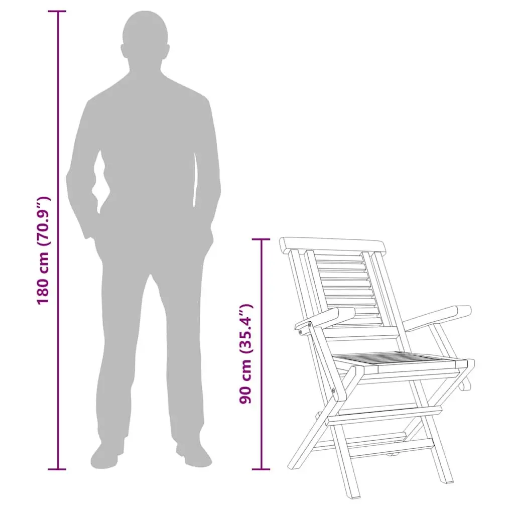 Folding Garden Chairs Outdoor Seating Teak Wood 2 Piece