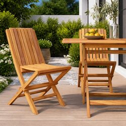 Folding Garden Chairs 2 pcs Outdoor Seating Wooden Backrest Slatted Design