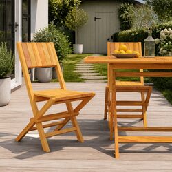 Folding Garden Chairs 2pc Outdoor Seating Solid Wood Brown 47x61x90cm