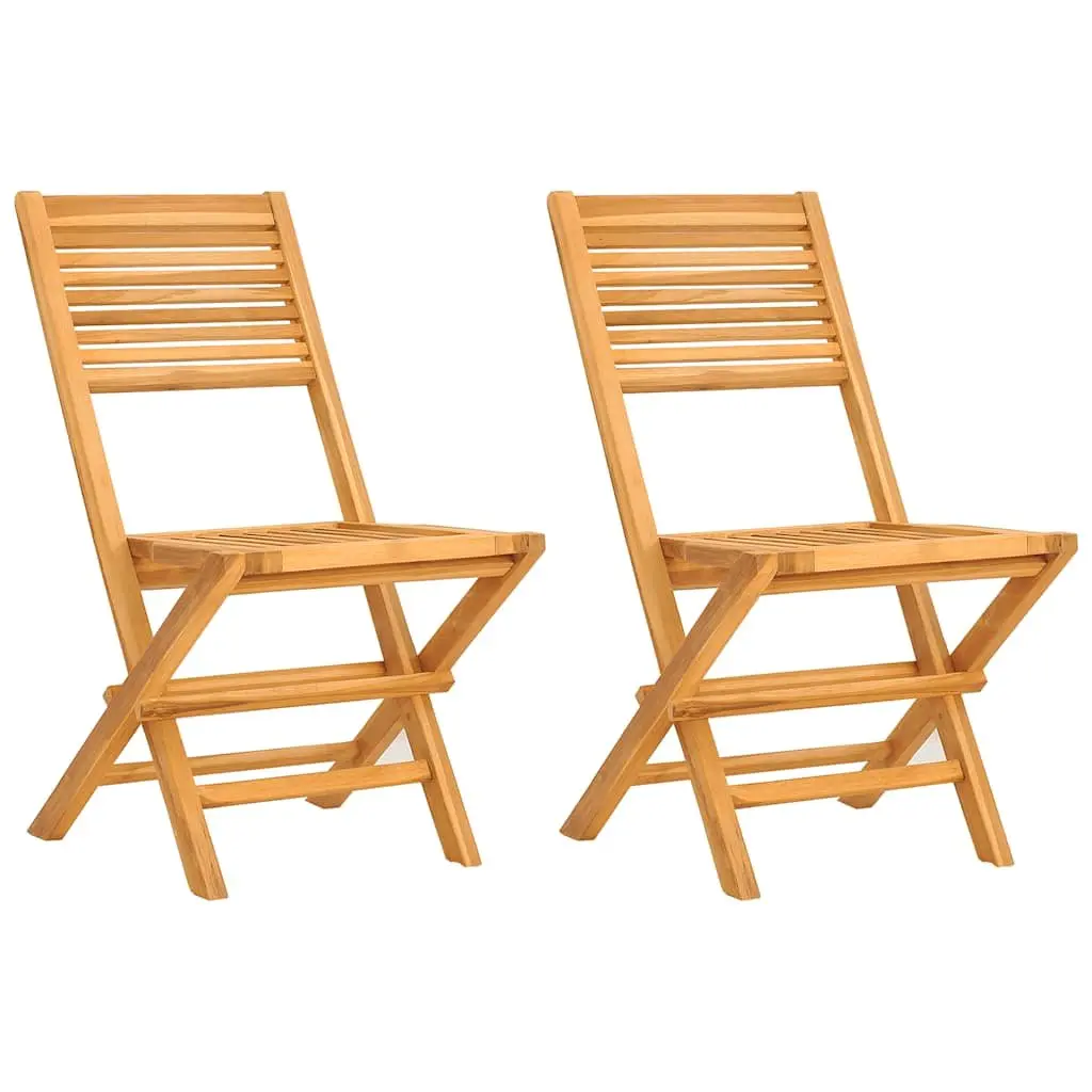 Wooden Folding Garden Chairs 2 pcs Outdoor Seating Brown Slatted Design