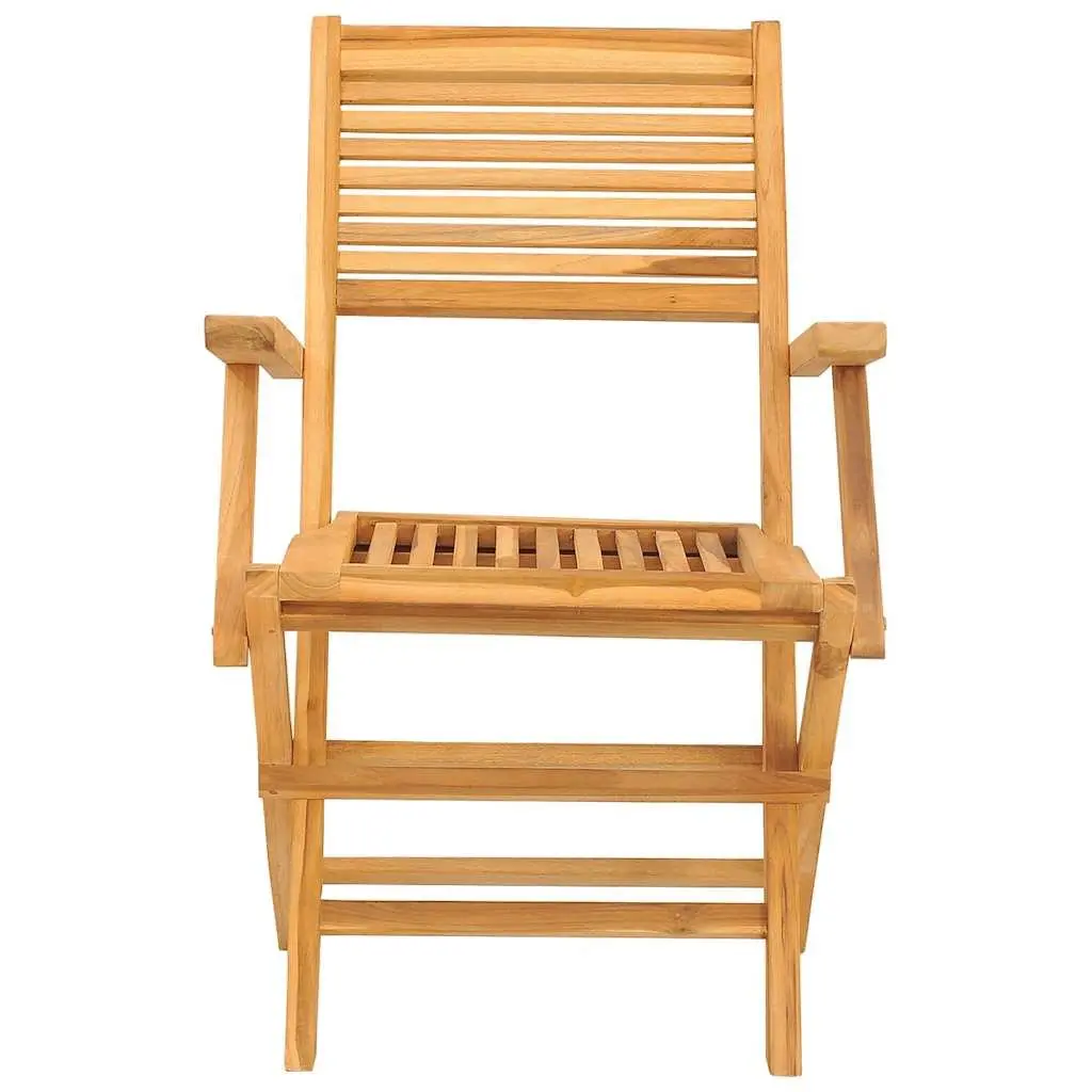 Folding Garden Chairs 2 pcs Solid Wood Outdoor Seating Backrest Armrests Brown