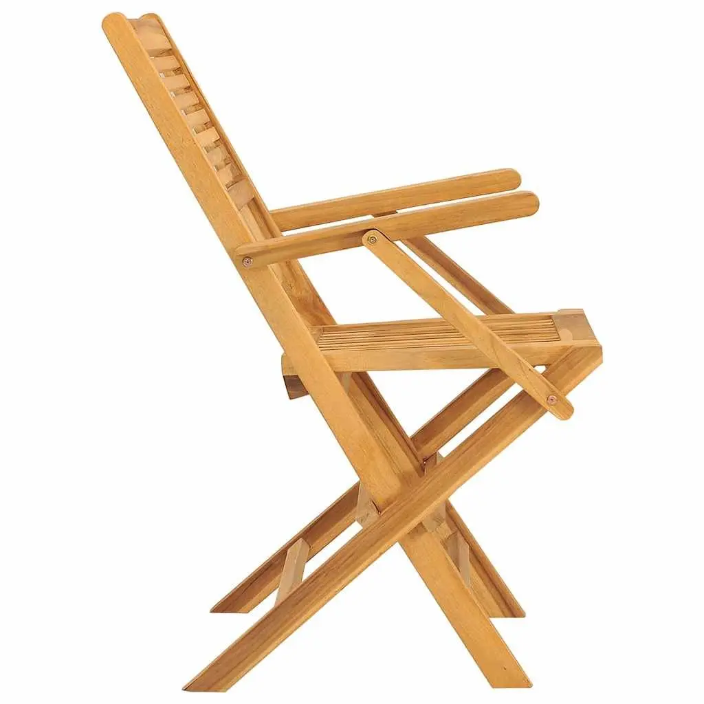 Folding Garden Chairs 2 pcs Solid Wood Outdoor Seating Backrest Armrests Brown