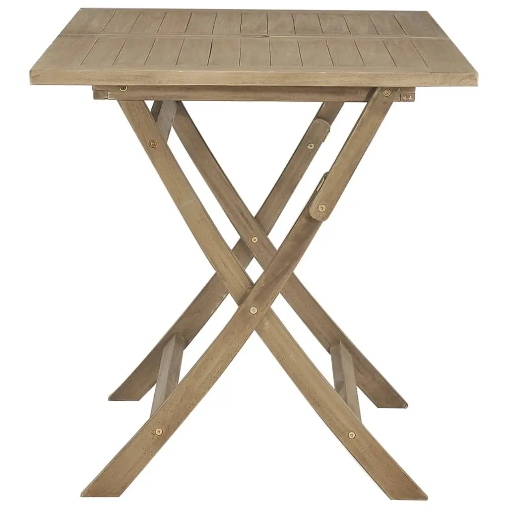 Outdoor Folding Table Teak Wood with Parasol Hole 120x70x75cm Brown