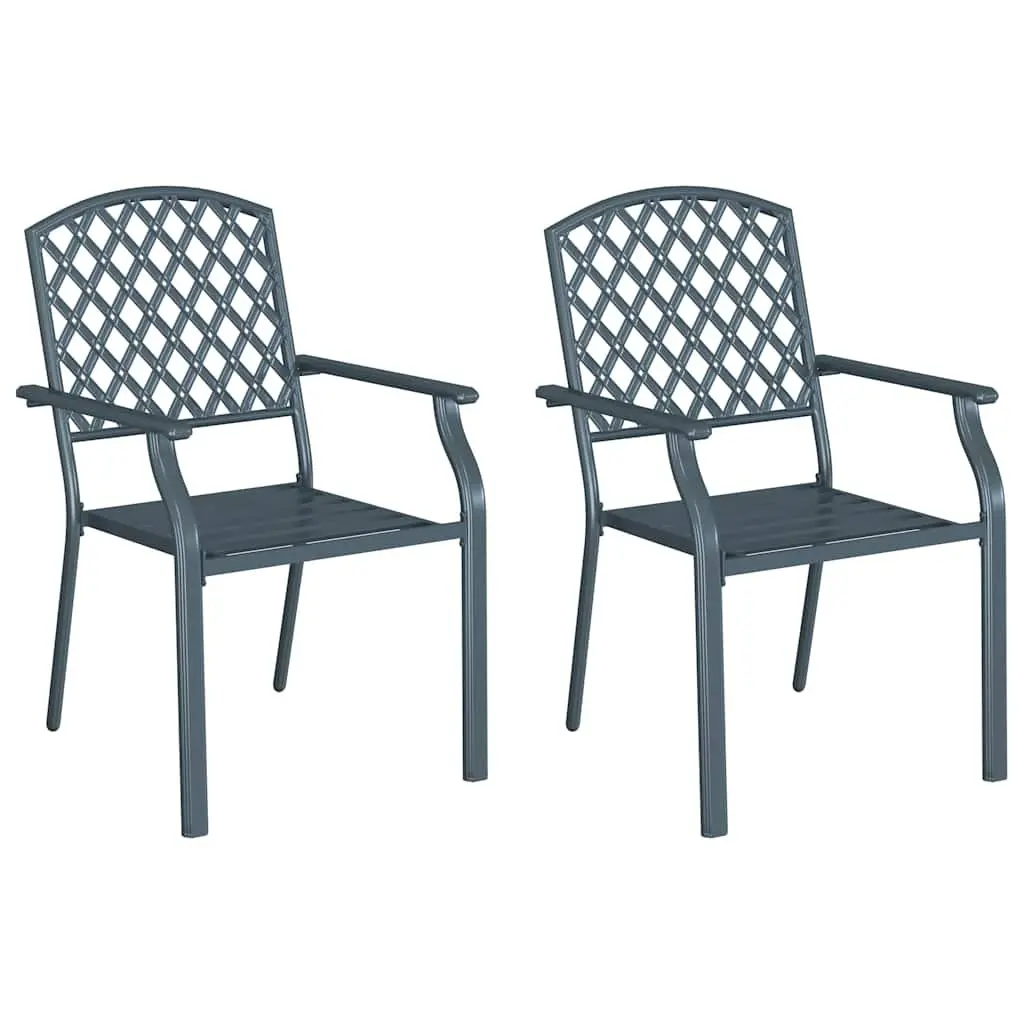 Anthracite Stackable Garden Chairs, 2pc Set