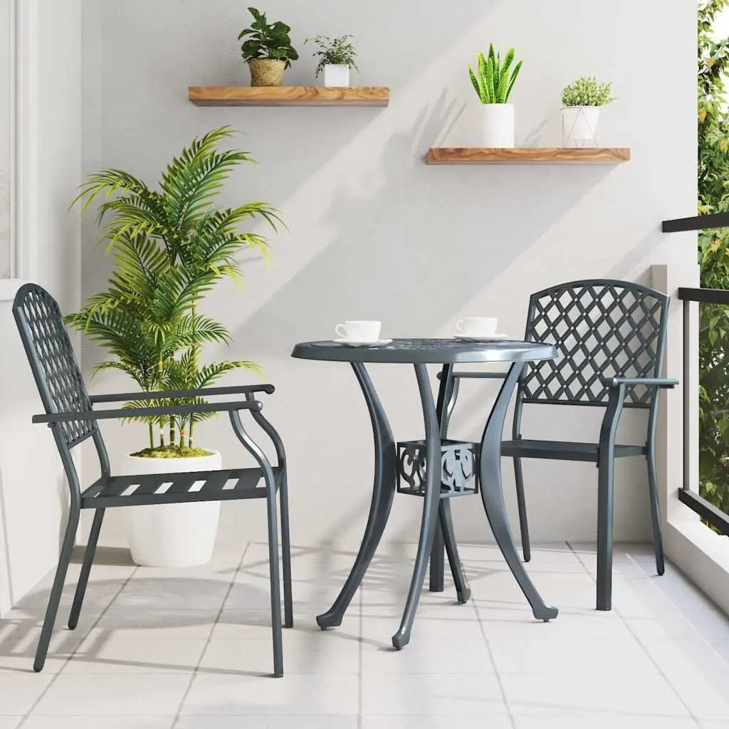 Anthracite Stackable Garden Chairs, 2pc Set