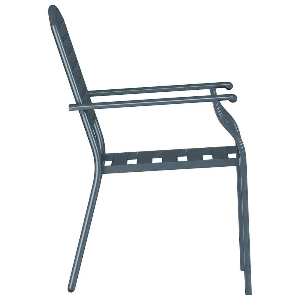 Anthracite Stackable Garden Chairs, 2pc Set