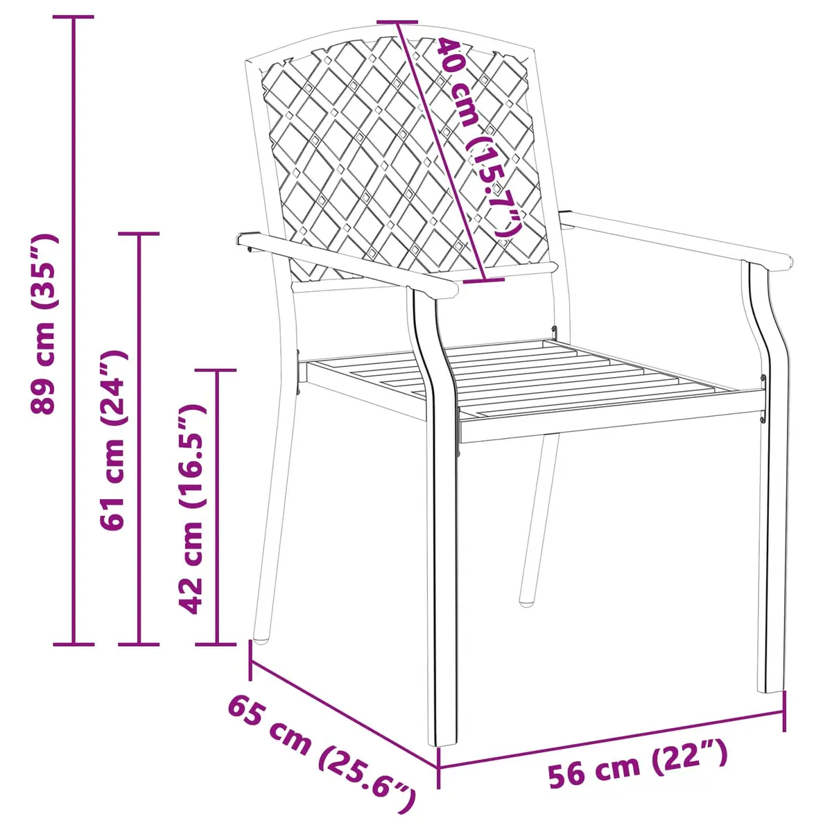 Anthracite Stackable Garden Chairs, 2pc Set
