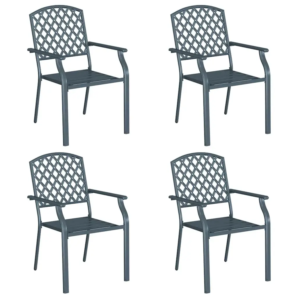 Stackable Garden Chair 4 Pieces Outdoor Seating Armrest Anthracite Modern