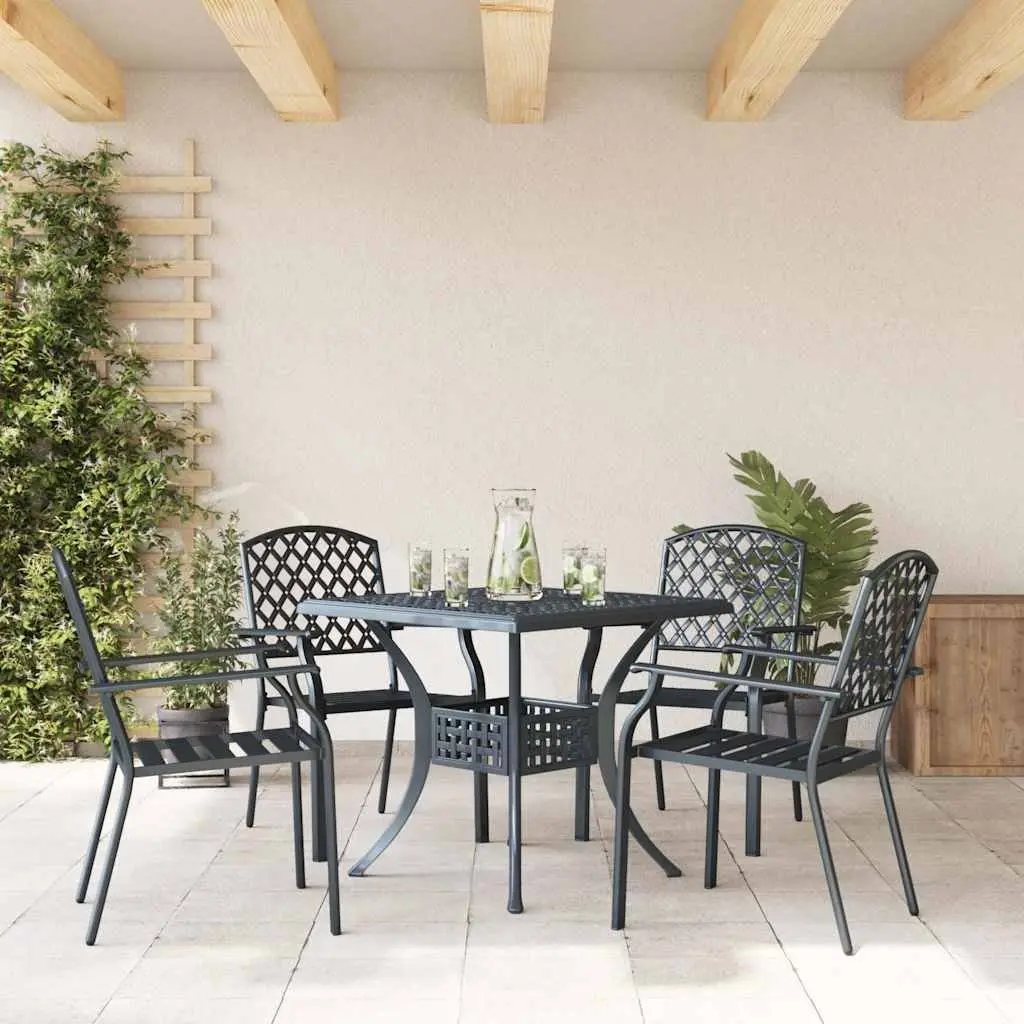 Stackable Garden Chair 4 Pieces Outdoor Seating Armrest Anthracite Modern