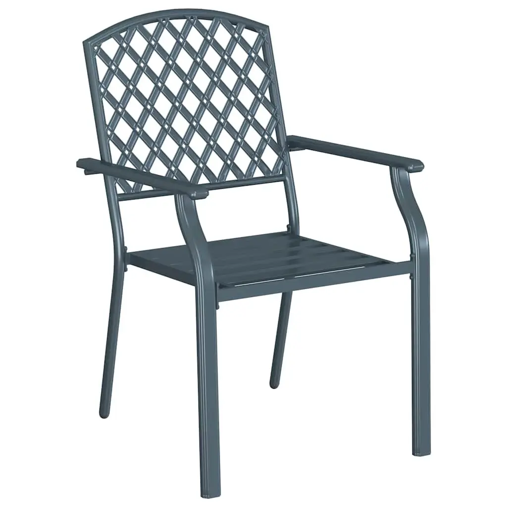 Stackable Garden Chair 4 Pieces Outdoor Seating Armrest Anthracite Modern