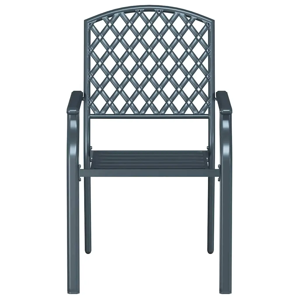 Stackable Garden Chair 4 Pieces Outdoor Seating Armrest Anthracite Modern
