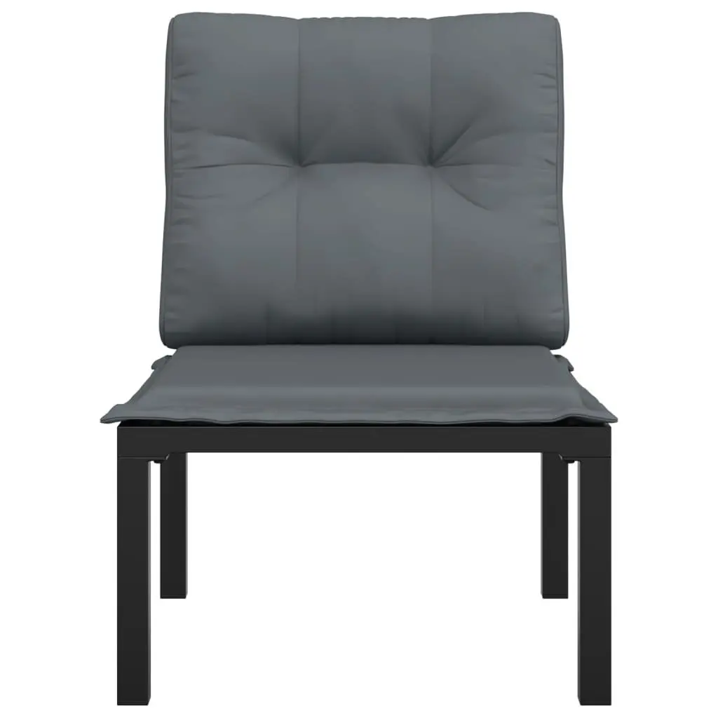 Outdoor Lounge Chair Black Poly Rattan with Cushions High Backrest for Relaxing