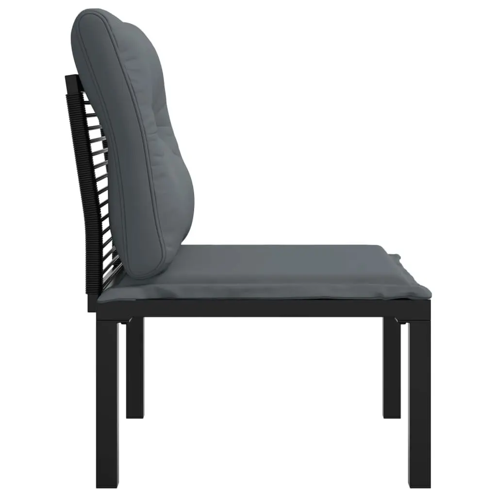 Outdoor Lounge Chair Black Poly Rattan with Cushions High Backrest for Relaxing