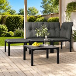 Garden Coffee Table Outdoor Patio Furniture Grey 55x55x31cm Steel Frame