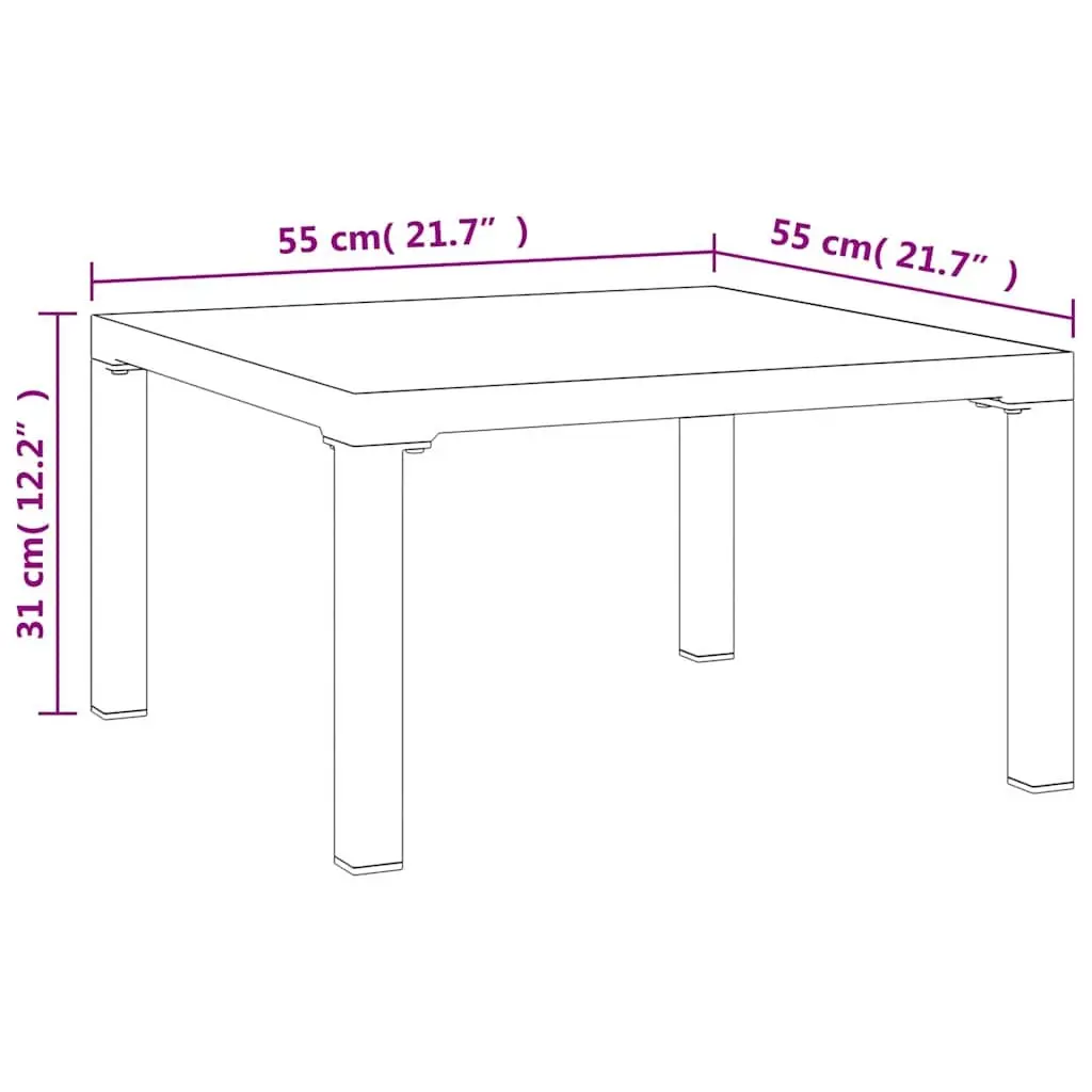 Garden Coffee Table Outdoor Use Grey 55x55x31cm Steel Frame