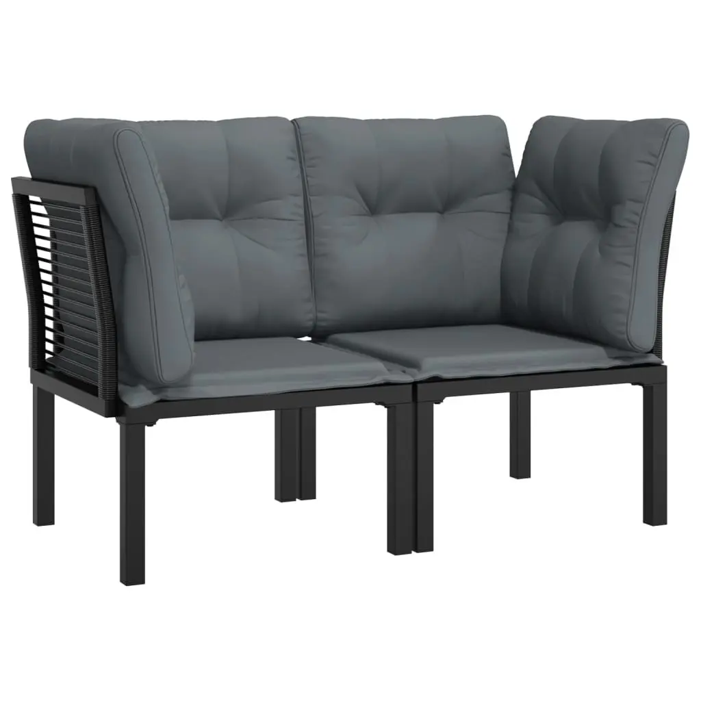 2 pcs Garden Corner Chairs in Black Grey