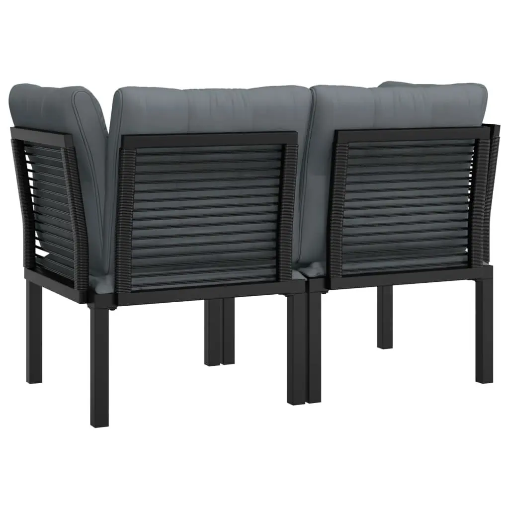 2 pcs Garden Corner Chairs in Black Grey