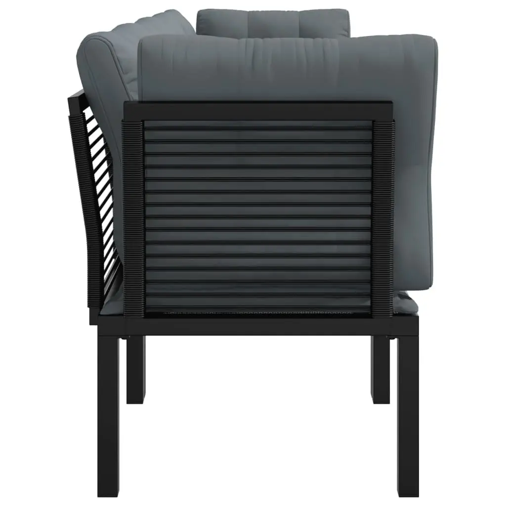 Garden Lounge Set 4 Piece Outdoor Furniture Black Grey Poly Rattan Modular