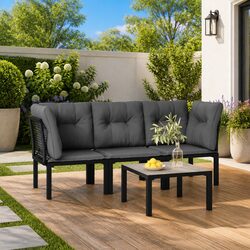 4 Piece Garden Lounge Set with Sturdy Steel Frame