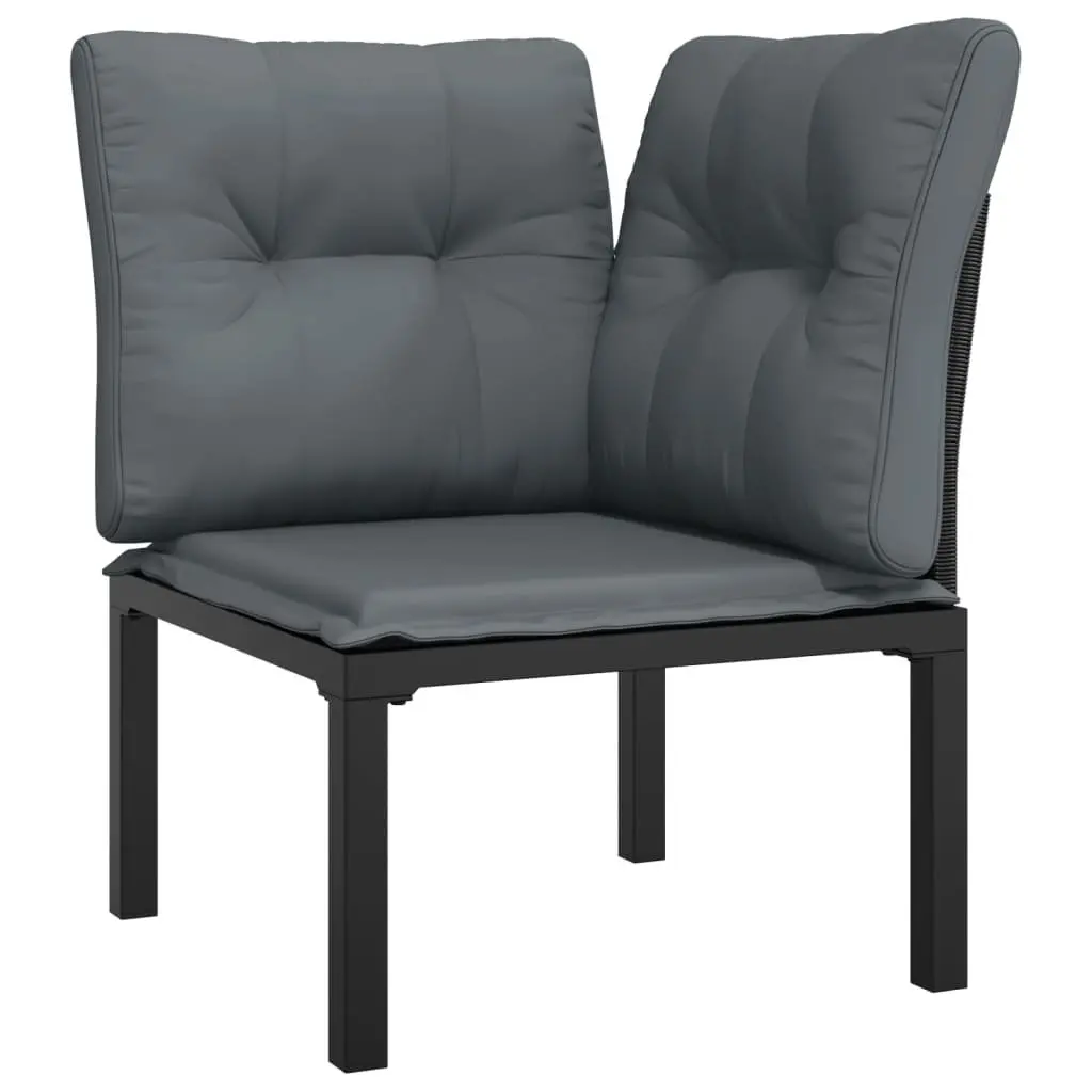 Outdoor Garden Lounge Set 4 Piece Modular Black Grey Poly Rattan Furniture