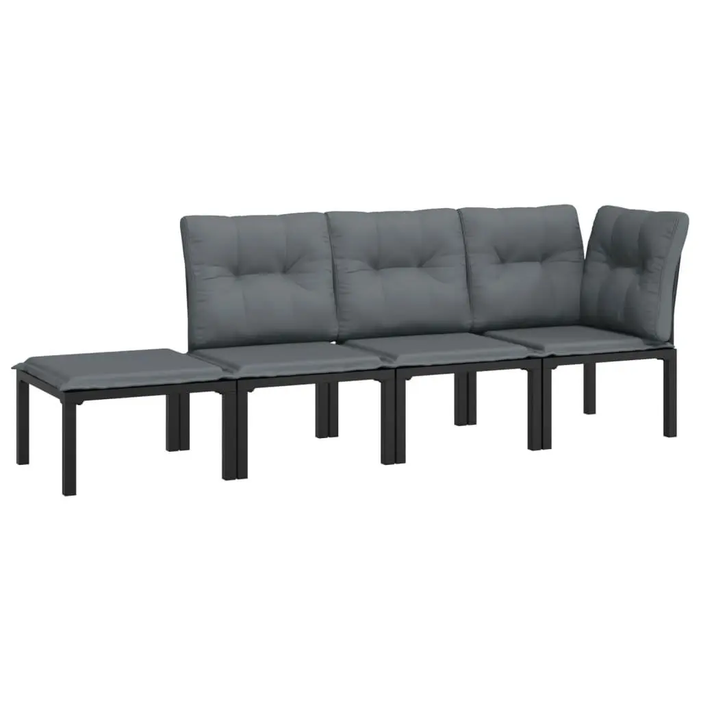 Garden Lounge Set Outdoor Furniture 4 Piece Black Grey