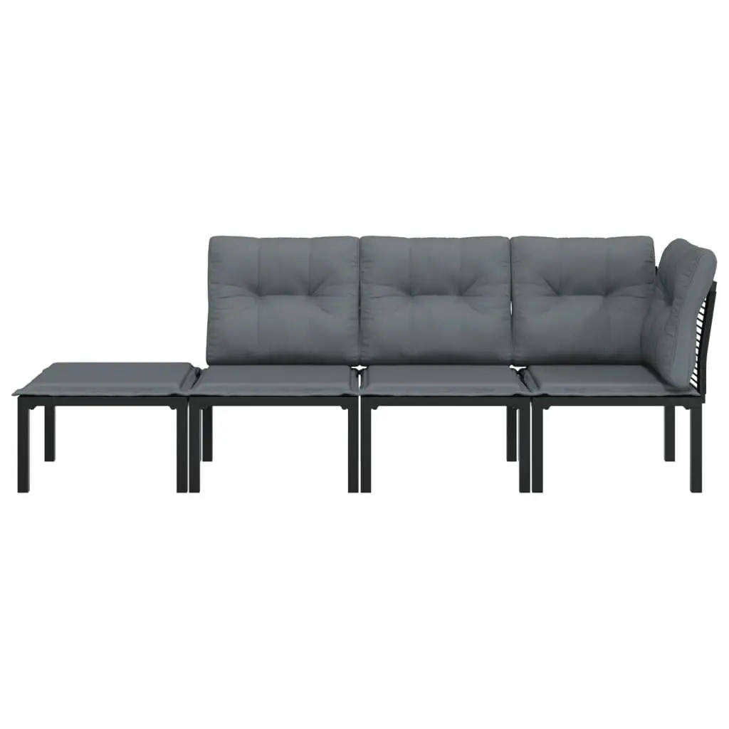 Garden Lounge Set Outdoor Furniture 4 Piece Black Grey