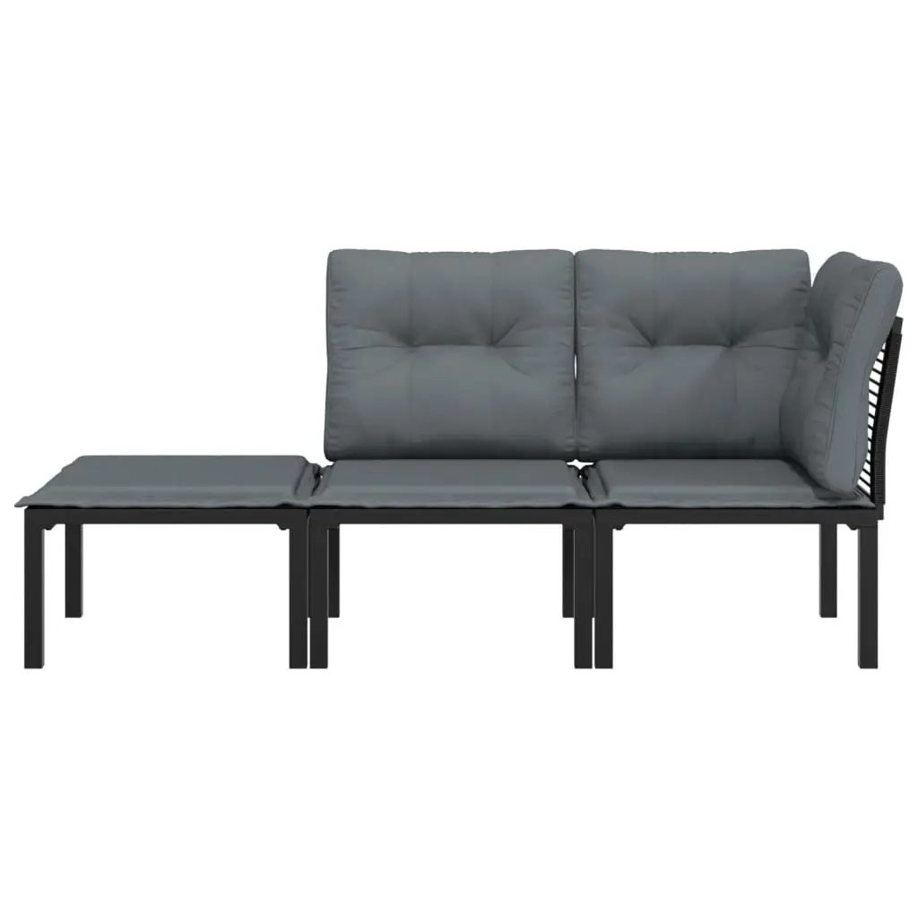 Outdoor Lounge Set for Garden 3 Piece Modular Patio Furniture Black Grey