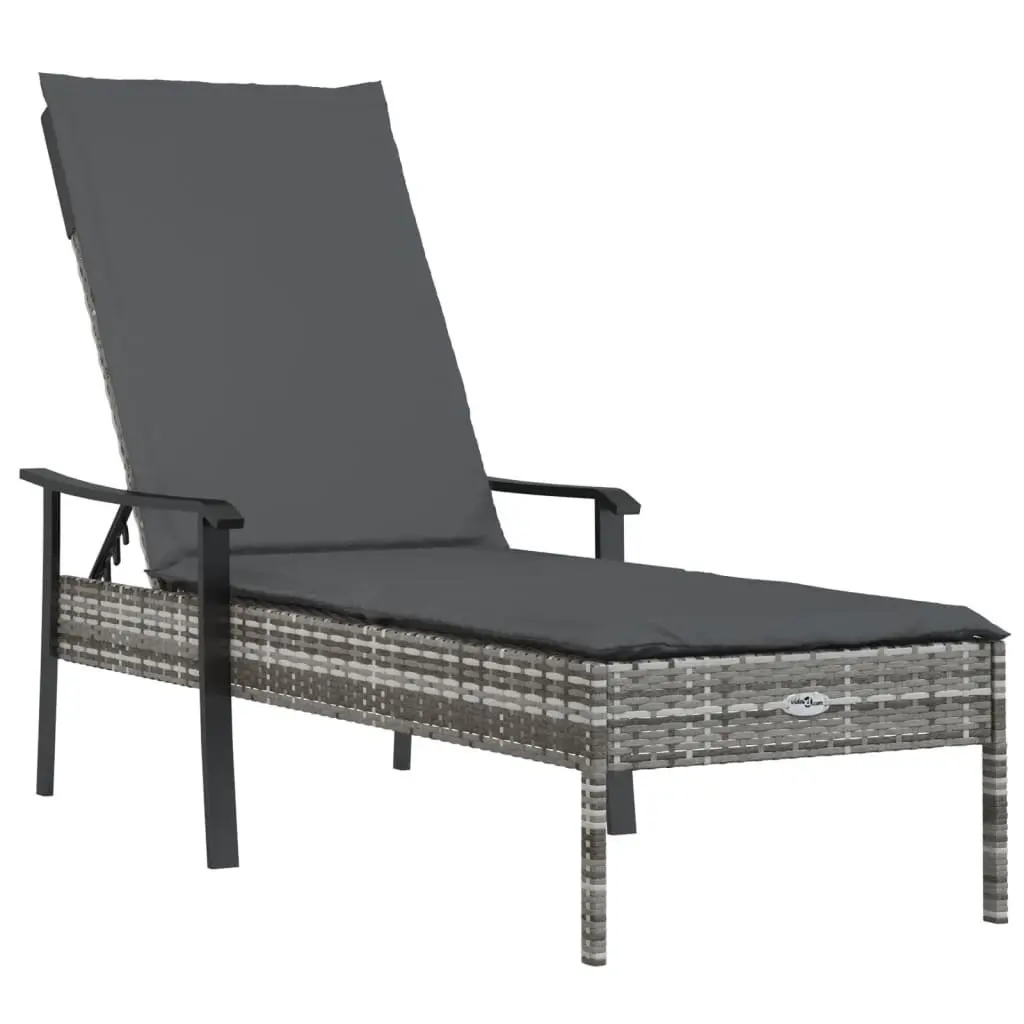 Grey Poly Rattan Sun Lounger