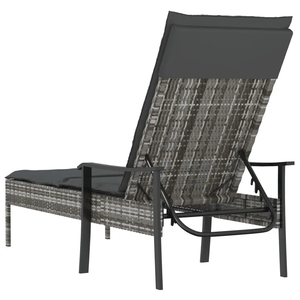 Grey Poly Rattan Sun Lounger