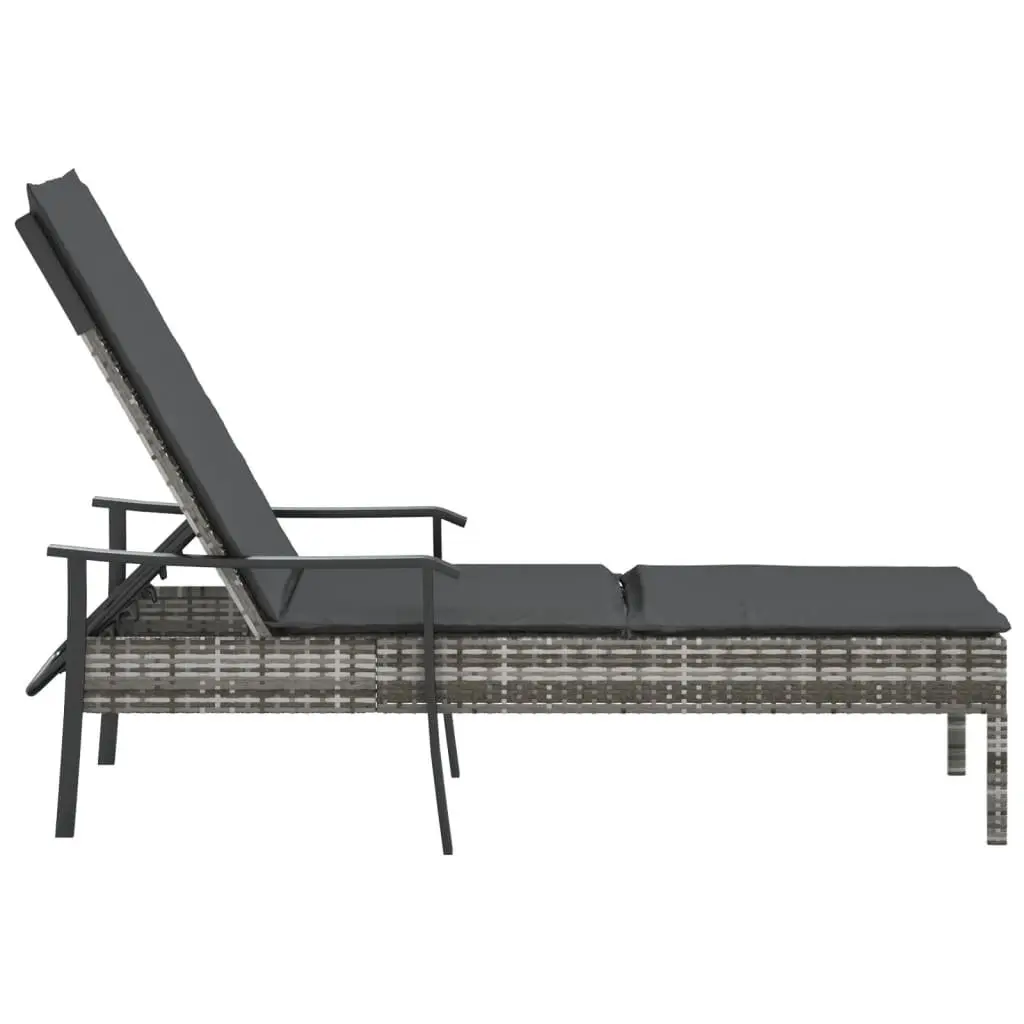 Grey Poly Rattan Sun Lounger