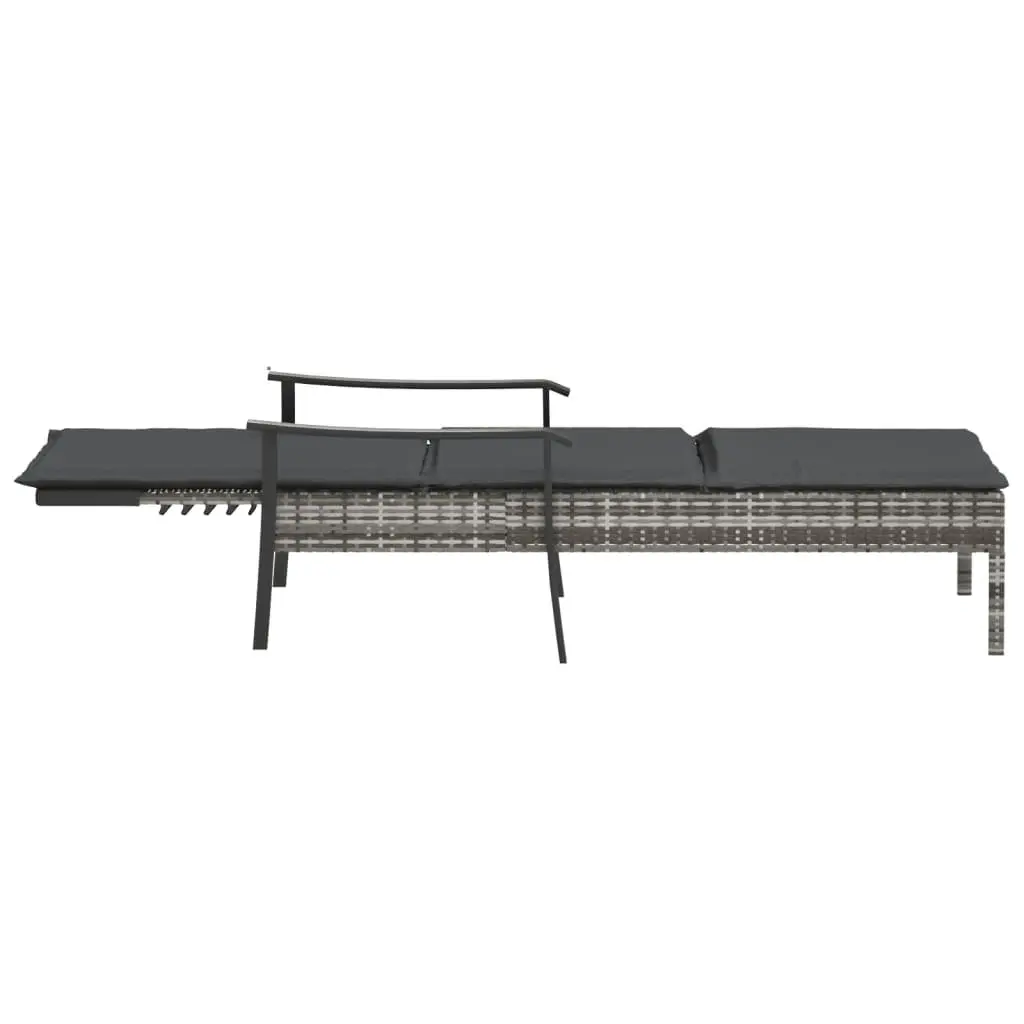 Grey Poly Rattan Sun Lounger
