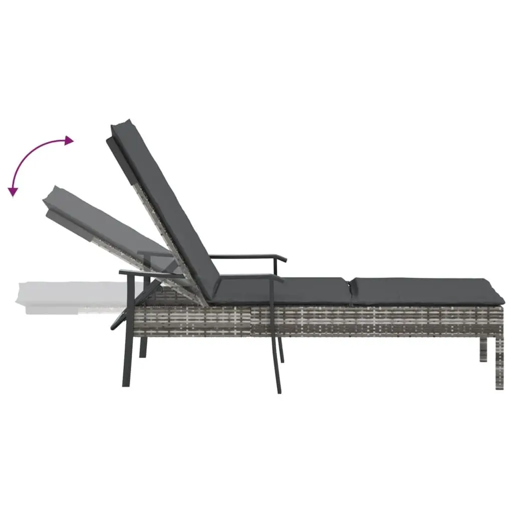 Grey Poly Rattan Sun Lounger