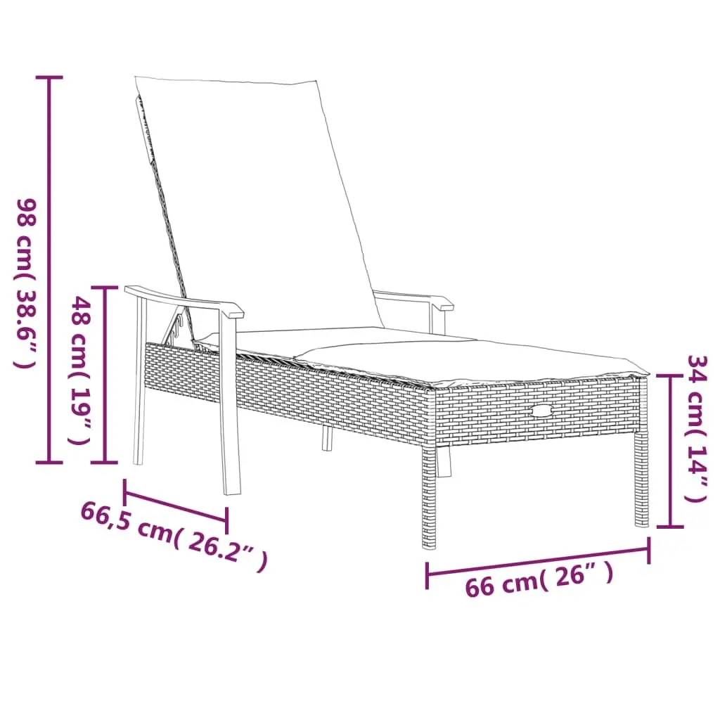 Grey Poly Rattan Sun Lounger