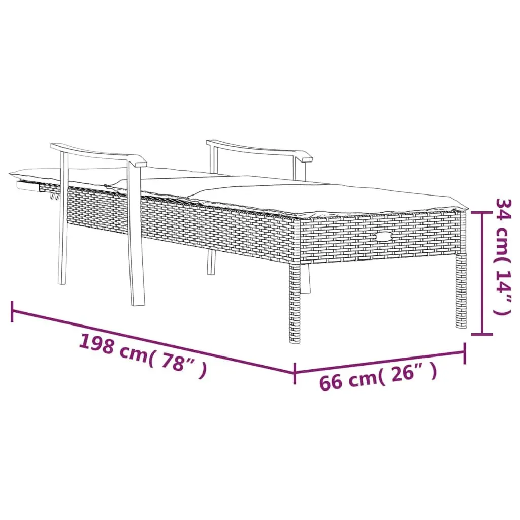 Grey Poly Rattan Sun Lounger