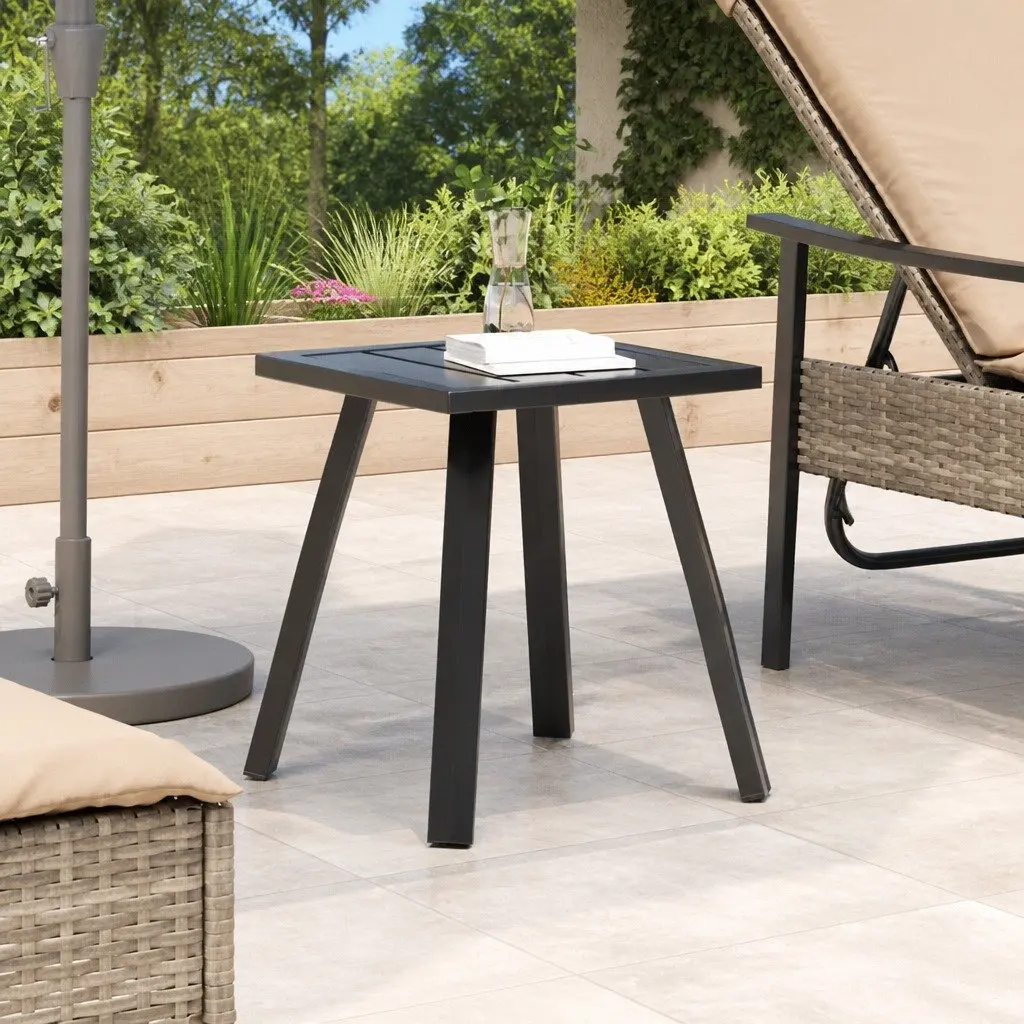 Garden Side Table Anthracite Slatted Design Outdoor Patio Furniture Steel Frame
