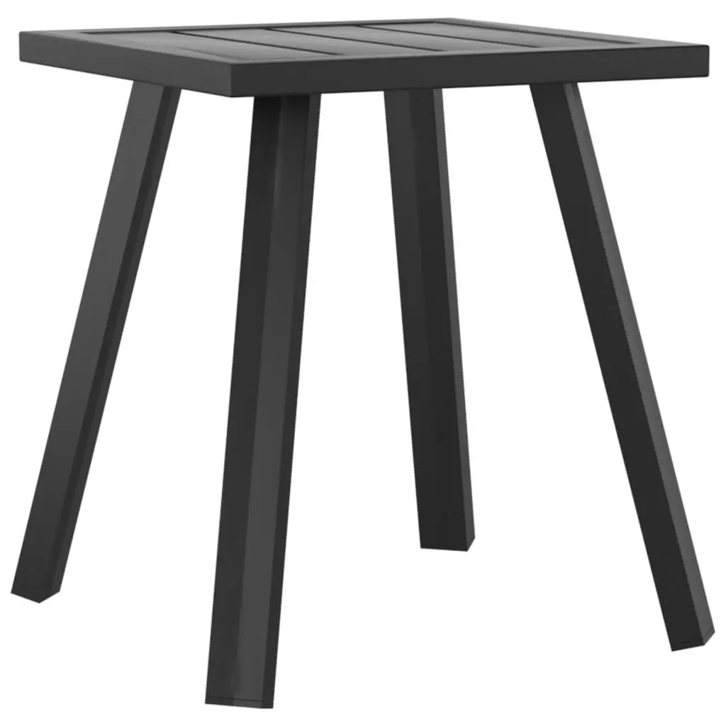 Garden Side Table Anthracite Slatted Design Outdoor Patio Furniture Steel Frame