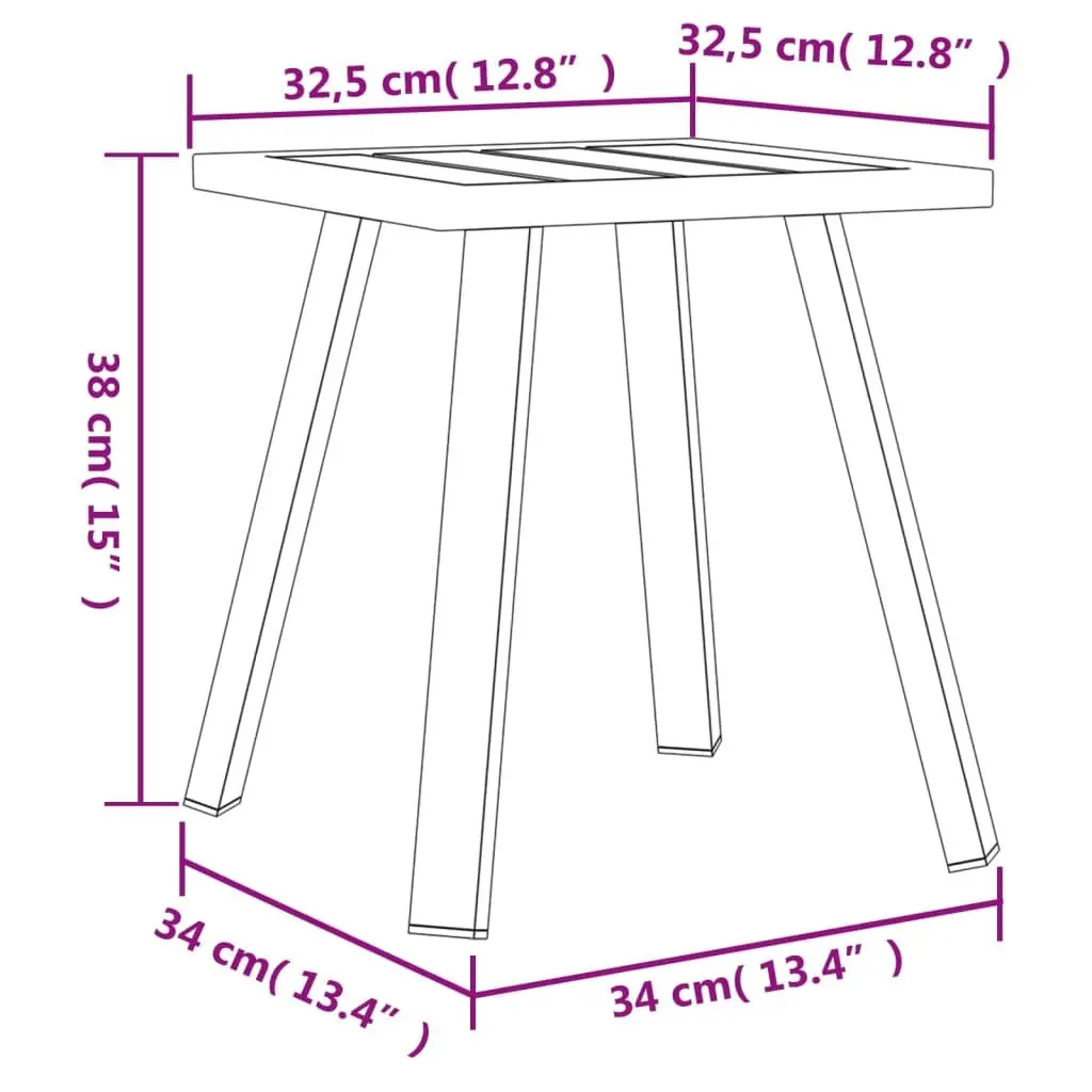 Garden Side Table Anthracite Slatted Design Outdoor Patio Furniture Steel Frame