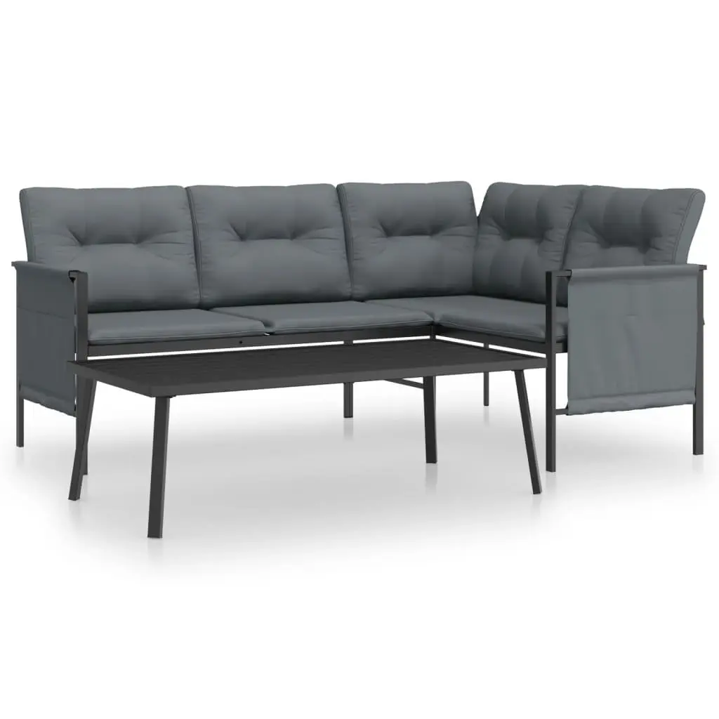 Garden Lounge Set 2 Piece Anthracite Steel Frame Outdoor Patio Furniture
