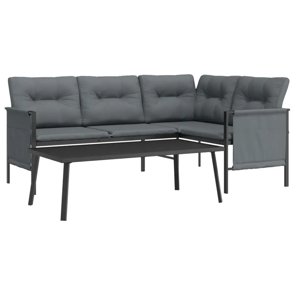 Garden Lounge Set 2 Piece Anthracite Steel Frame Outdoor Patio Furniture