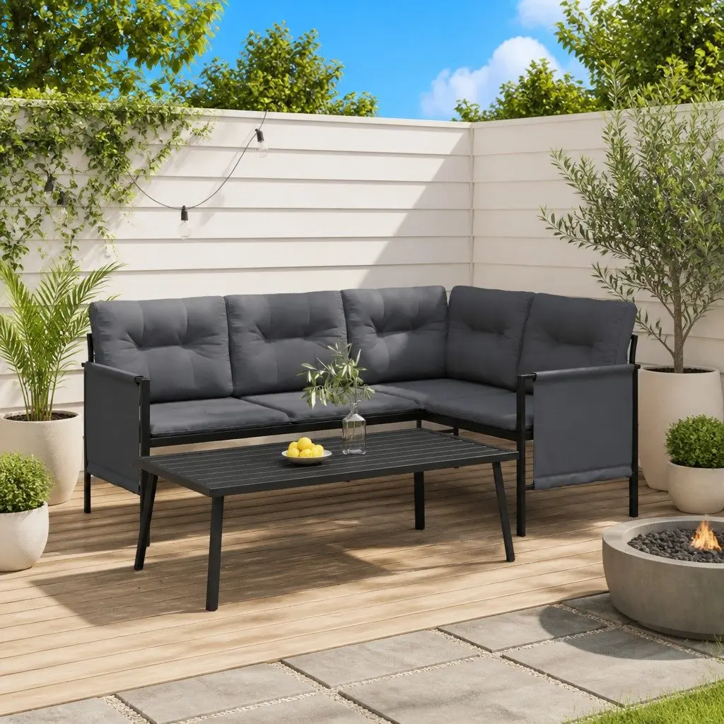 Anthracite Garden Corner Sofa Set